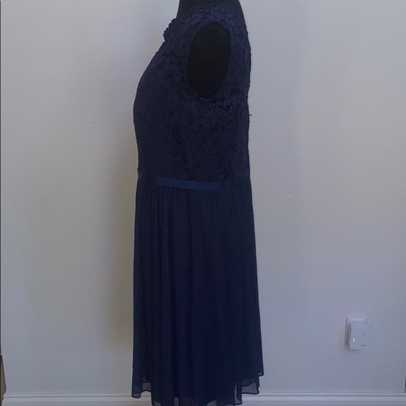 Navy Cap Sleeve David’s Bridal Bridesmaids Dress - Picture 3 of 16